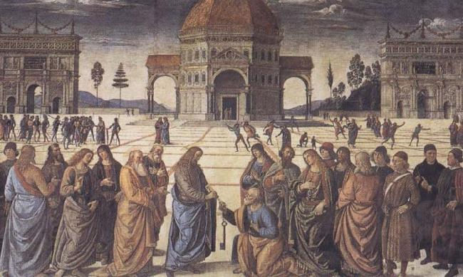 Sandro Botticelli Pietro Perugino,Consigning the Keys China oil painting art